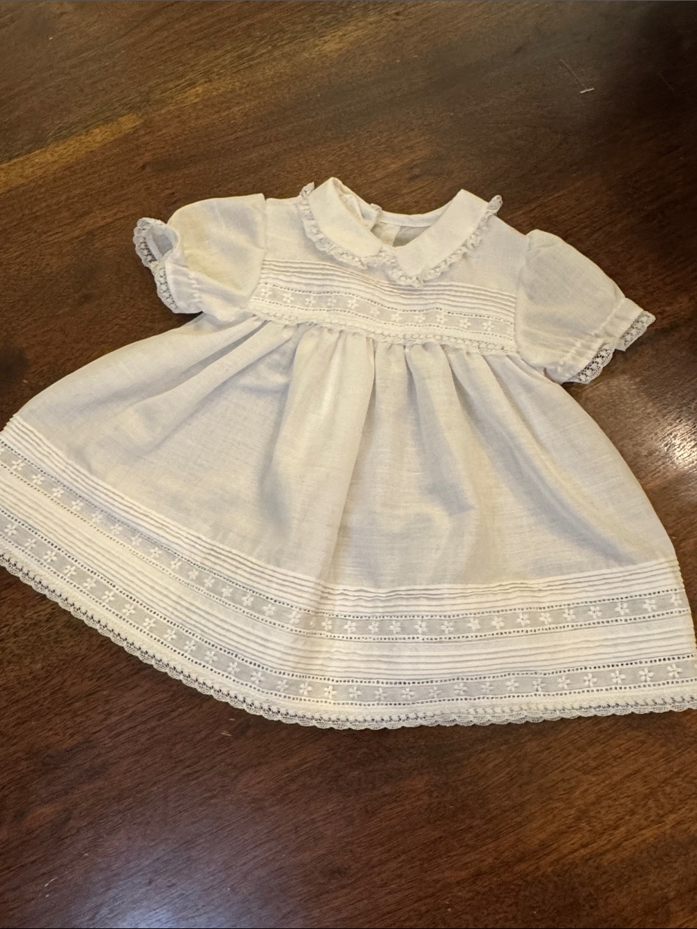 Preemie White Lace-Trim Baby Dress